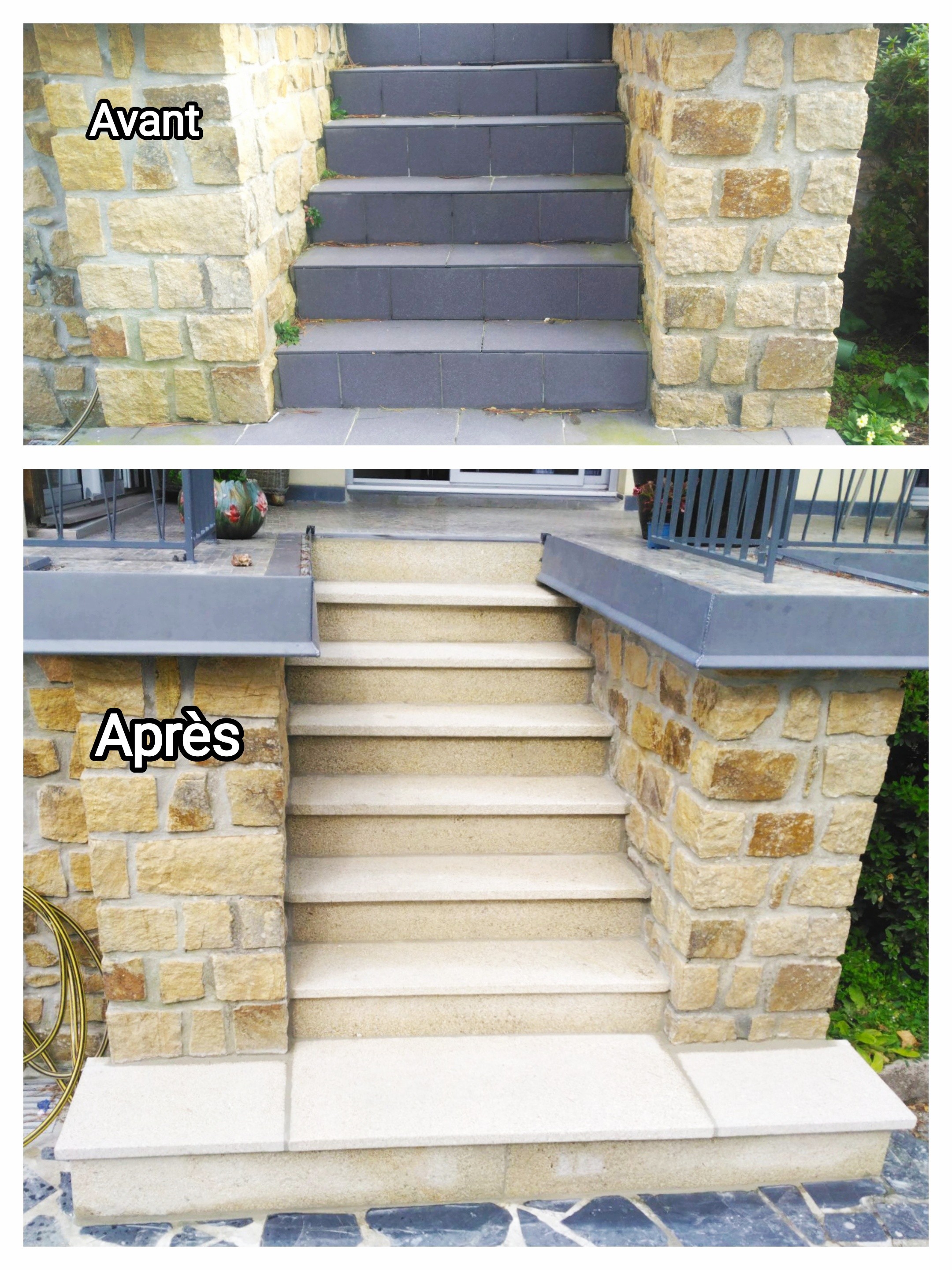 Escalier en placage pour recouvrir du vieux carrelage